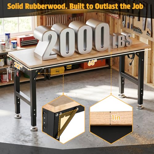 TLGREEN 60 x 22-Inch Adjustable Workbench, 2000 lb Capacity - size: 60"