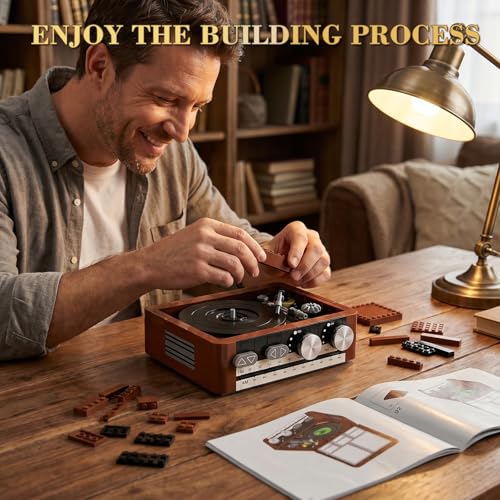 NEWABWN Record Player Building Set Compatible with Lego Spinning Vinyl - style: D