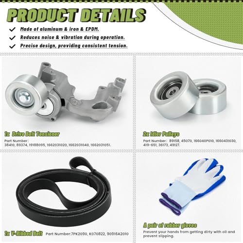 38410 Drive Belt Tensioner Pulley Kit Compatible with Lexus ES350 2007-2012, RX350 2007-2012, for Toyota Avalon 2005-2012, Camry 2007-2011, Sienna 2007-2010 3.5L V6 Replace 89158 7PK2090 - size: 38410