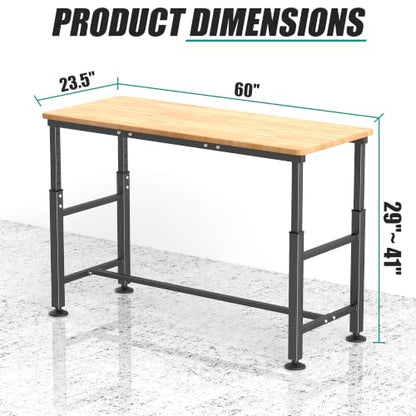 EVERHANGER Workbench for Garage, Adjustable Height Work Table - size: X-Large