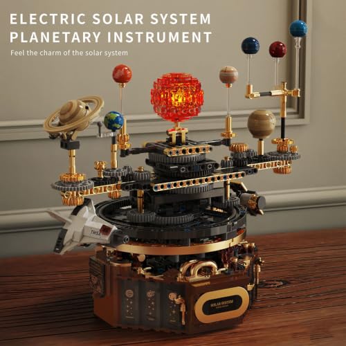 Motorized Solar System Orrery Building Block Set, (1098PCS) - style: Solar System Orrery