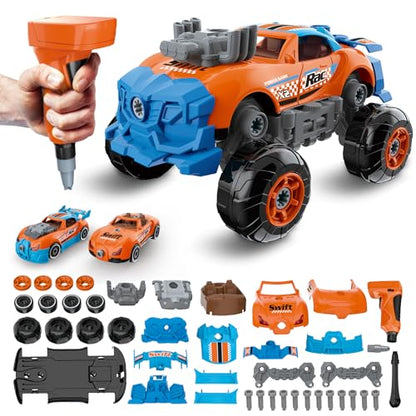 Pup Go 43 Pcs Take Apart Car for Boys Ages 3-8 Year, Build Your Own Car Set - color: Orange
