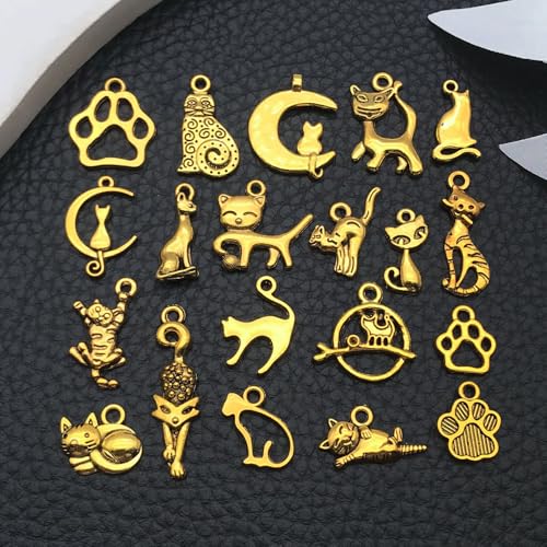 WOCRAFT 60pcs Antique Gold Cat Bracelet Charms for Jewelry Making Sets DIY Necklace Bracelet Keychain Crafting Charms Kit Craft Supplies (SN840) - color: Antique Gold, size: Cat Charms