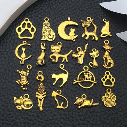 WOCRAFT 60pcs Antique Gold Cat Bracelet Charms for Jewelry Making Sets DIY Necklace Bracelet Keychain Crafting Charms Kit Craft Supplies (SN840) - color: Antique Gold, size: Cat Charms