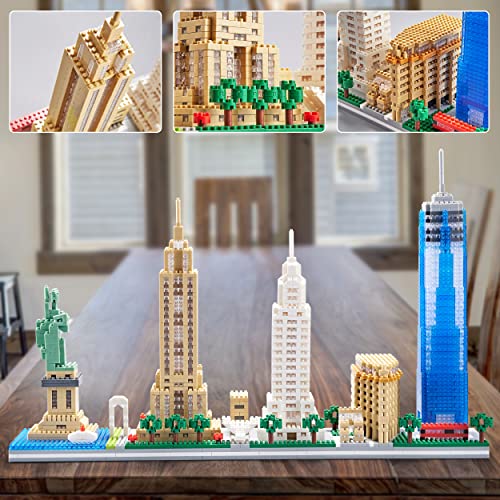 YaJie New York Skyline Micro Mini Blocks Building Set, Collection Model Kit - Detailed City Architecture for Adults（3452 Pcs） - color: New York Skylines