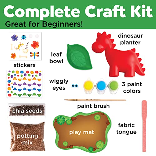 Creativity for Kids Dinosaur Self Watering Plant Pet, Kids DIY Kit, Dinosaur Crafts for Boys, Outdoor Summer Fun (Ages 6+) - style: Dinosaur