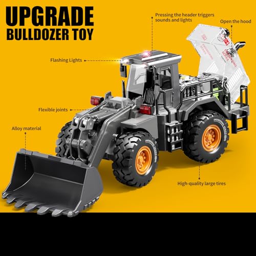 Pupu Pig Construction Toy, Metal Bulldozer Toys for Boys Gifts Ages 3+ - color: Metal Bulldozer Toy