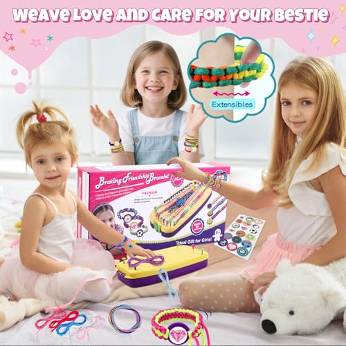 VIDIBESTY Stretchy Bracelet Making Kit for Girls 6-12, Elastic String DIY Arts & Crafts Bulk Toy Set, Friendship Jewelry Maker Tool, Popular Christmas Birthday Gifts for Kids Ages 7 8 9 10 11(112PCS)
