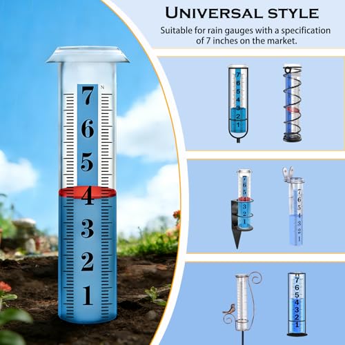 2PCS Rain Gauge Replacement Tube Plastic, Accurate Rain Gauge Outdoor, Thickened and Transparent 7" Capacity Tube with Blue Strip for Yard & Garden, 2 Rainfall Meter Tube with 1 Clean Brush - color: 2PCS Rain Gauge Replacement Tube