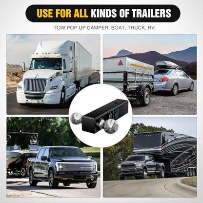Nilight Multi-Ball Trailer Hitch Ball Mount, 2 & 2-5/16 Inch Balls, Dual Ball Mount fits 2-1/2-Inch Hitch Receiver, Chrome Plating - color: 2-1/2" hitch 2ball