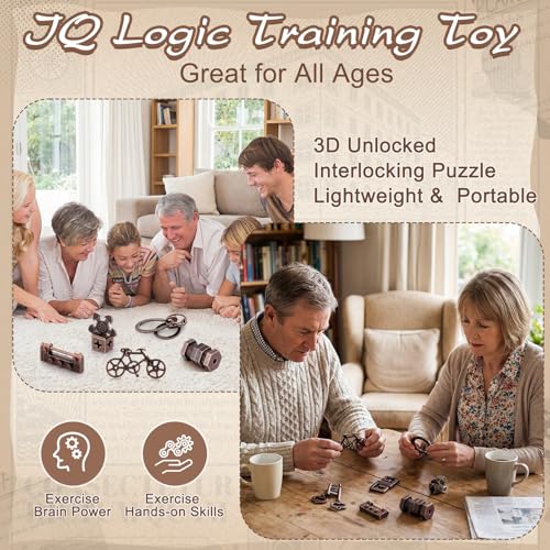 Wettarn 9 Pcs Metal Brain Teasers 3D Steel Puzzle Set, Elegant Style - style: Elegant Style