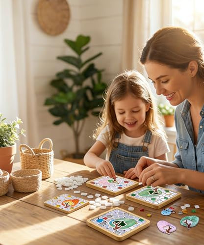 Kids Mosaic Coaster Kit – 4-Pack, Non-Toxic Crafts Ages 6-12 - color: Sweet style