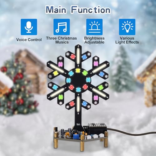 Voice Control Spectrum Light Soldering Kit, PEMENOL DIY LED Light Electronic Kit, Music Reactive & Static Modes, Interactive STEM Electronics Project for School Class Learning Home Decor