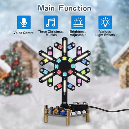 Voice Control Spectrum Light Soldering Kit, PEMENOL DIY LED Light Electronic Kit, Music Reactive & Static Modes, Interactive STEM Electronics Project for School Class Learning Home Decor