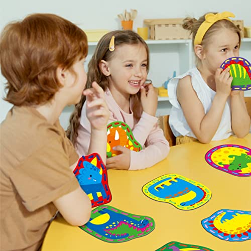 SpriteGru 9 Pieces Kids Lacing Cards, Double Sided Sewing Cards in 9 Dinosaurs with 9 Colorful Laces, Imagination Development Lacing Toys Games for Children Educational and Learning Activity - color: Dinosaurs