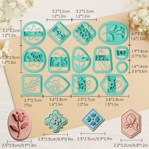 ORIGACH 14 PCS Interesting Flower Polymer Clay Cutters Set - style: Interesting Flower