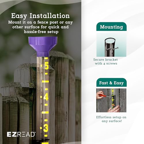 Headwind EZRead 26” Giant Professional Outdoor rain Gauge, USA Made Heavy Duty All Weather Freeze Proof mountable with Float, Violet (820-0032) - color: Violet, size: 26-Inch