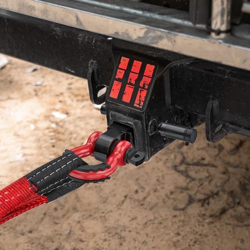 Nilight 3/4" Anti-Theft D Ring Shackle Hitch Receiver 2" Solid Towing Kit | 45000 LBs Breaking Strength 5/8" Trailer Hitch Lock Pin Heavy Duty Solid Towing Kit for Trucks Off Road Red&Black - color: Hitch w/ Lock Pin Black Red