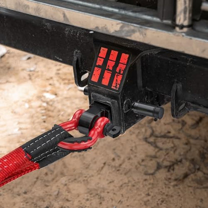Nilight 3/4" Anti-Theft D Ring Shackle Hitch Receiver 2" Solid Towing Kit | 45000 LBs Breaking Strength 5/8" Trailer Hitch Lock Pin Heavy Duty Solid Towing Kit for Trucks Off Road Red&Black - color: Hitch w/ Lock Pin Black Red