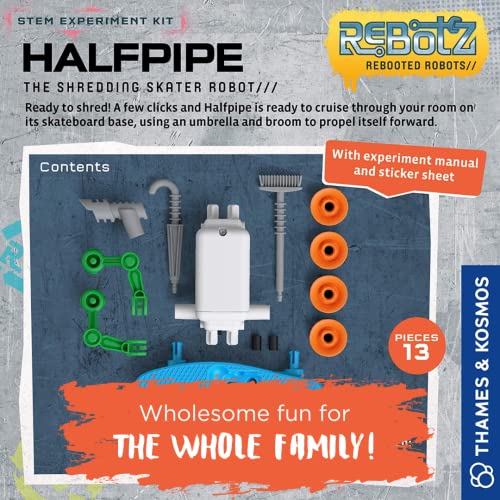 Thames & Kosmos ReBotz: Halfpipe - The Shredding Skater Robot | Build a Wacky Motorized Robot! | Collect All 4 | Combine to Make New Robotic Creations | Great Stocking Stuffer, Easter Basket Goodie - style: Halfpipe - The Shredding Skater Robot