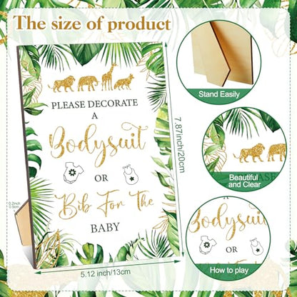 Panitay 100 Pcs White Baby Bodysuits Bibs Kit 25 Guests, Safari Animal - style: Safari Animal