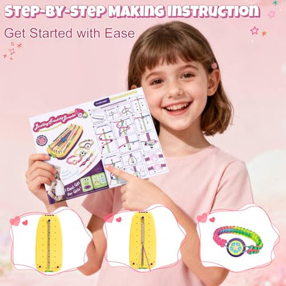 VIDIBESTY Stretchy Bracelet Making Kit for Girls 6-12, Elastic String DIY Arts & Crafts Bulk Toy Set, Friendship Jewelry Maker Tool, Popular Christmas Birthday Gifts for Kids Ages 7 8 9 10 11(112PCS)