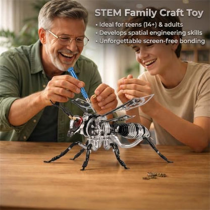 3D Metal Puzzles for Adults, Mechanical Bee Insect Model Kit - color: Bee-black