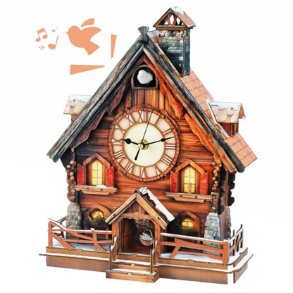 3D Wooden Puzzles for Adults,DIY Cuckoo Clock Kit(Swiss Chalet) - color: Swiss Chalet Clock