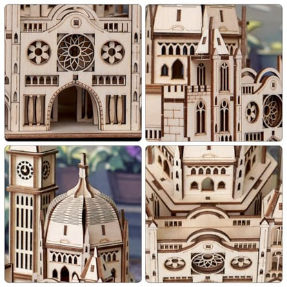 3D Wooden Puzzles for Adults, DIY Castle Model Building Kit