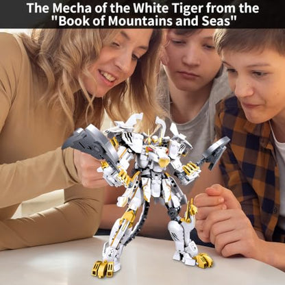 CSNRHG White Tiger Samurai mech Robot Model with Double Axe Head - color: Double Axe Head