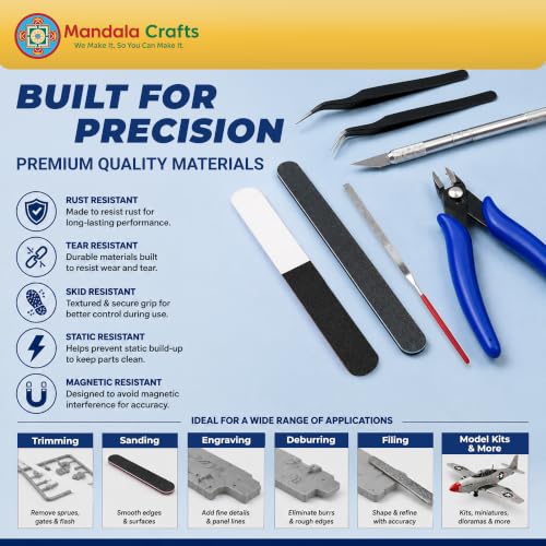 Mandala Crafts 13 Model Building Hobby Tools Kit for 3D Plastic Miniatures - style: Basic 13 PCs