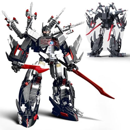 HIGH GODO Dark Defense Mech Robot Transforming Building Blocks Set for Adults,City Warrior Justice Hero Soldier Mech Model Building Kit, Cool Creative Robots Toys Gift for Teens, 1013 Pieces - style: Dark Defense Mech