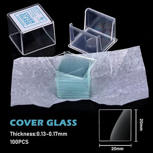 50 Pieces Microscope Slides and 100pcs Pre-Cleaned 20mm x 20mm Microscope Cover Slips Glasses for Basic Biological Science Education