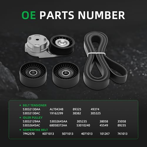 Serpentine Belt Tensioner idler Pulley Kit #53032130AA 53032130AC 38058 - size: for Ram 1500/2500/3500