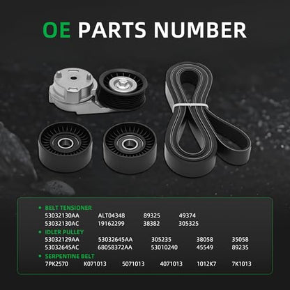 Serpentine Belt Tensioner idler Pulley Kit #53032130AA 53032130AC 38058 - size: for Ram 1500/2500/3500