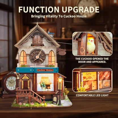 3D Wooden Puzzles for Adults DIY Miniature Cuckoo Clock House Kit - color: Cuckoo House