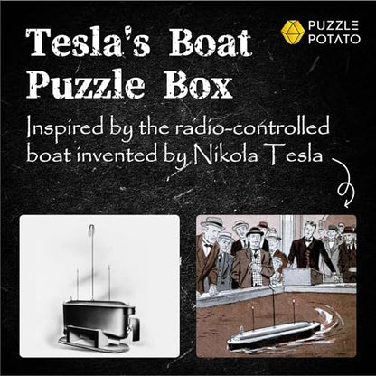 Puzzle Potato Tesla's Boat - Wooden Escape Room Puzzle Box for Adults - color: Tesla's Boat