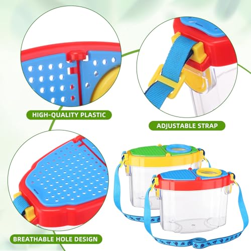 Halloscume 8 Pack Bug Catcher for Kids with Tweezers, Bright Colors - color: Bright Colors