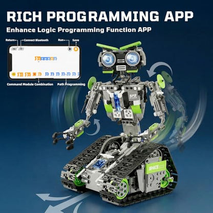 DOLIVE 5 in 1 STEM Robotics Kit, Building Block Set for Kids Ages 8-14, Remote Control and App Controlled Robot/Tank/Transporter/Scout/Engineering Vehicles, Birthday Gift for 8 9 10 11 12+ Years Old