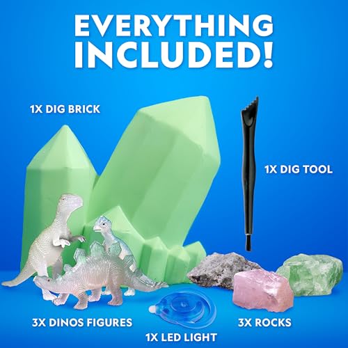 National Geographic Glow-in-the-Dark Rock and Dinosaur Dig Kit for Kids - style: Glow-in-the-Dark Dig Brick