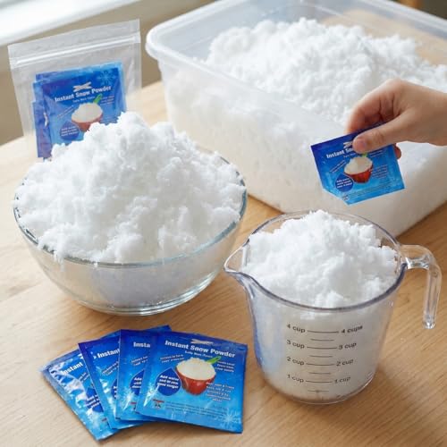 Science Gone Fun Instant Snow Powder - 20 Individual Packs, Makes 40+ Cups of Artificial Snow, Add Water to Create Fluffy Sensory Fake Snow, Ideal for Slime, Holiday Displays, and Science Experiments