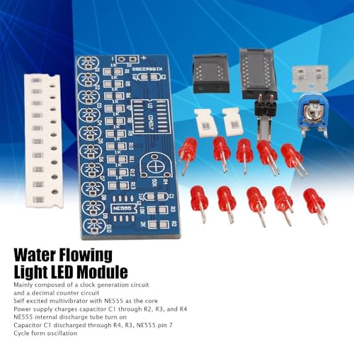 5Pcs Water Flowing Light LED Module Driver Kit NE555 + CD4017 DIY Electronic Circuit Board 54 x 21mm(5Pcs NE555+CD4017)