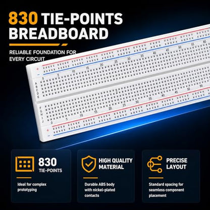 Breadboard Kit, 830 Tie-Points, with Power Supply Module