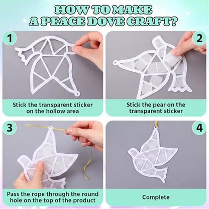 Sinload 24 Pcs Dove Craft Kit Religious Christian Peace Pigeon Ornaments - style: White Dove