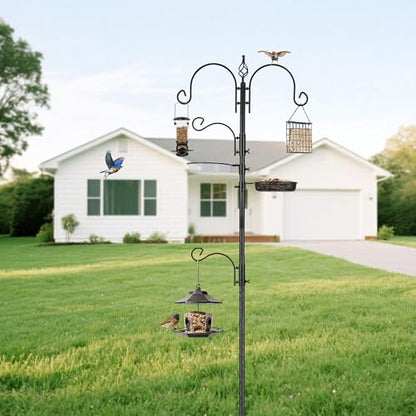 ERYTLLY Bird Feeding Station Kit Bird Feeder Pole Wild Bird Feeder Hanging Kit Planter Hanger Multi Feeder Hanging with Metal Suet Feeder Bird Bath for Attracting Wild Birds - size: 91 Inch