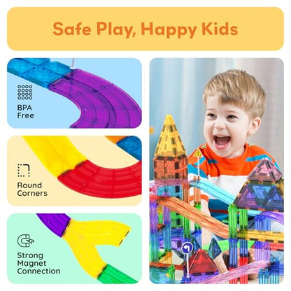 PicassoTiles Race Track Add-On Railway Magnetic Tiles STEM Construction Toy - color: 12pcs