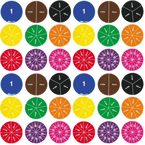 EAI Education Fraction Circles: Numbered - Set of 51 (Pack of 4) - size: Approximately 3.5 inches in diameter (Pack of 4)