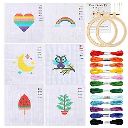 Pllieay Cross Stitch Beginner Kit for Kids 7-13 for Crafts, Christmas Gift