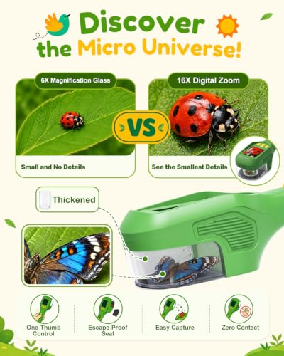 Digital Bug Catcher for Kids, Outdoor STEM Toys Birthday Gifts for Kids 3+