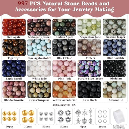 Zefy 996 Pcs 6mm Natural Stone Beads, Beads for Jewelry Making (20 Colors)
